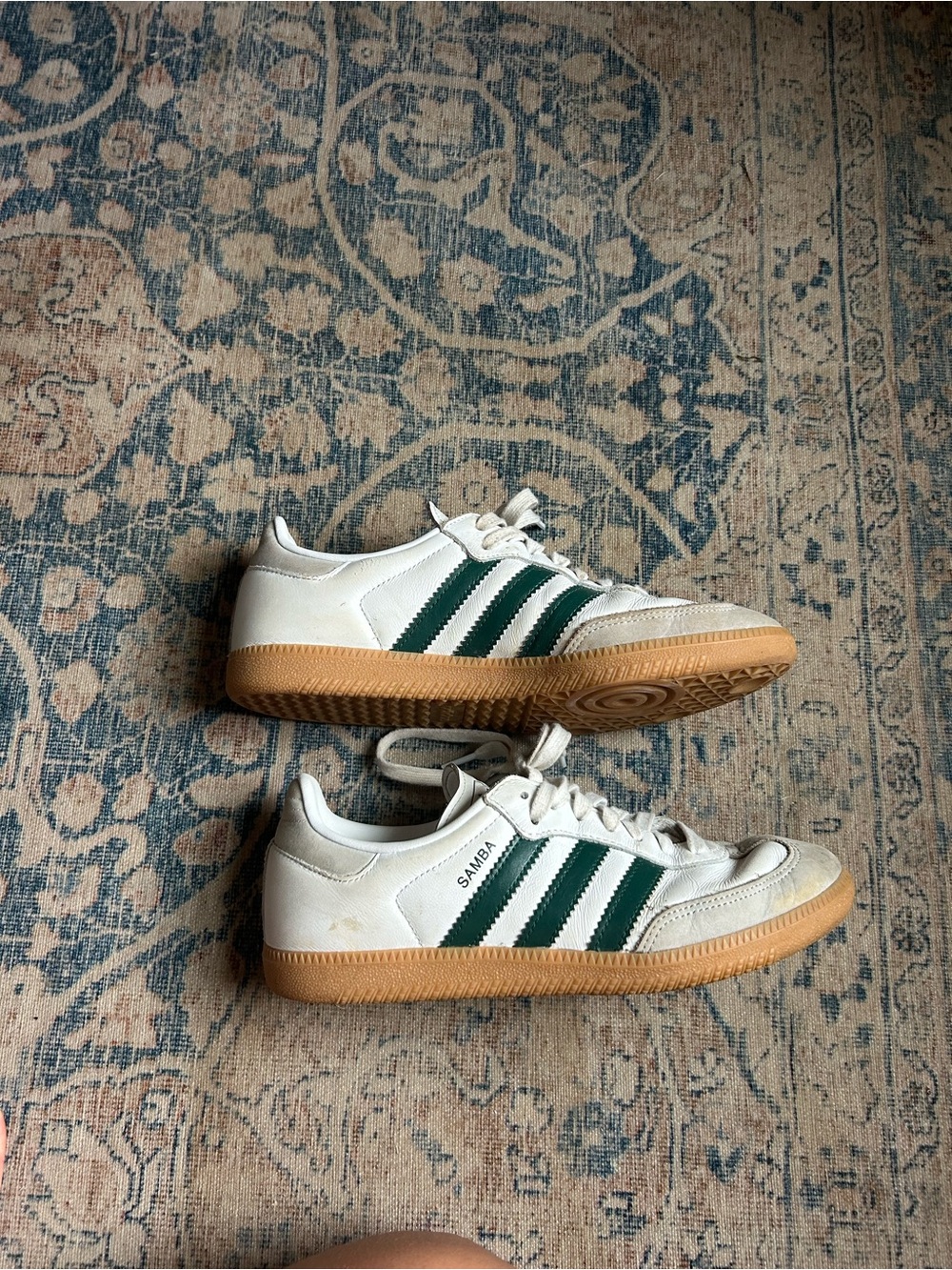 adidas Samba White and Green Low-Top Sneakers